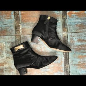 Oscar de la Renta Pony Hair Black Booties